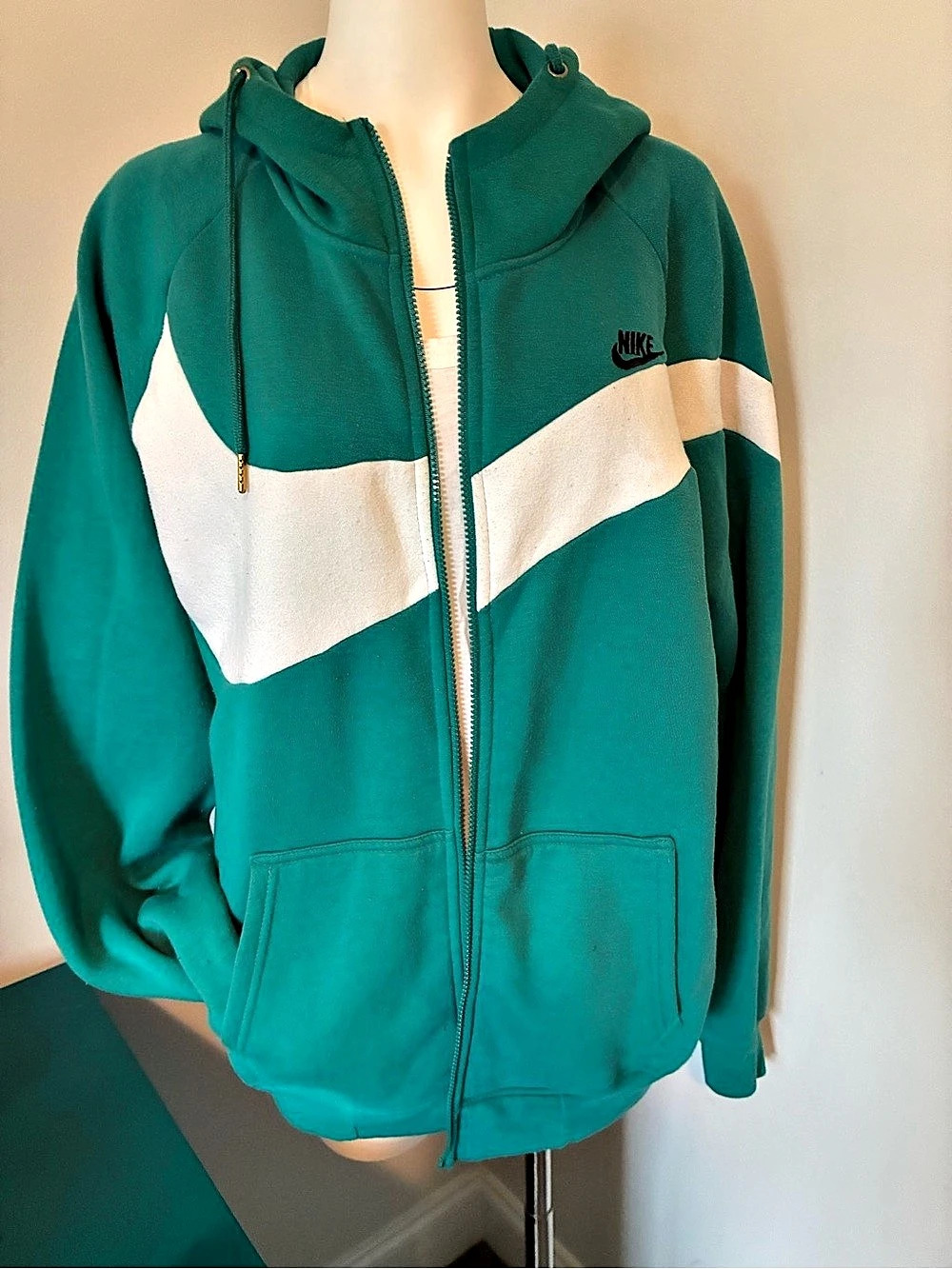 Nike Big Swoosh Full-Zip Hoodie Green & White 2XL
